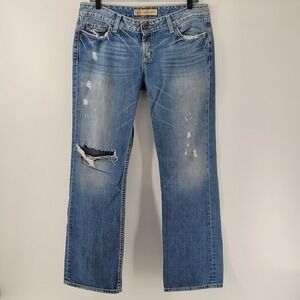 BKE Sabrina Boot Jeans Womens 29x31.5 Blue Distressed Denim Low Rise
